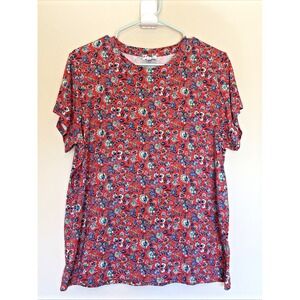 BRORA Allover Crewneck Floral Flower Viscose Stretch Shirt Top Blouse Womens 14